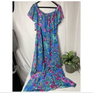 Beautiful, flowing off the shoulder dress.